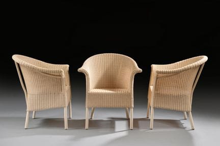 GARPA - Set di tre poltrone in rattan color crema
