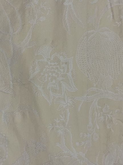 Pair of large damask curtains with a cream backgro
