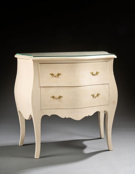Comò a due cassetti in legno verniciato bianco sen