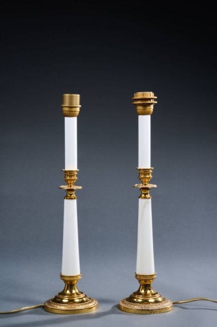 Coppia di piccole torce in stile neoclassico trasf