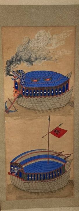 描绘两艘船的卷轴
水粉画
99 x 40.5 厘米

原属让·拉尔特吉（Jean LARTEGUY）