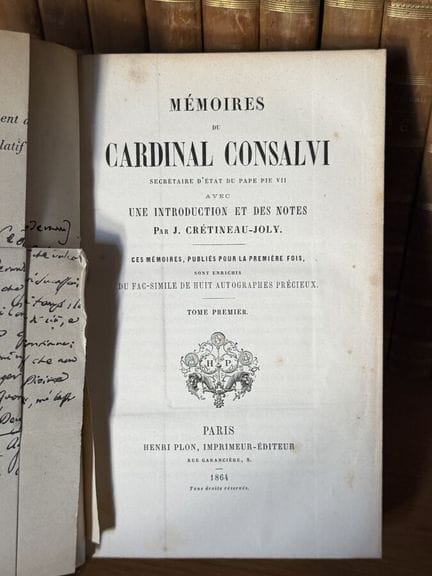 CONSALVI - Memorias del cardenal Consalvi, París, 