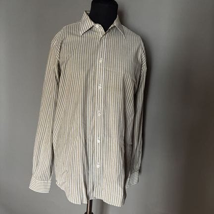 HERMES
Chemise homme à rayures beige et blanc en c