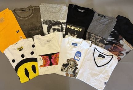 Assortment of T-shirts from various brands, includ