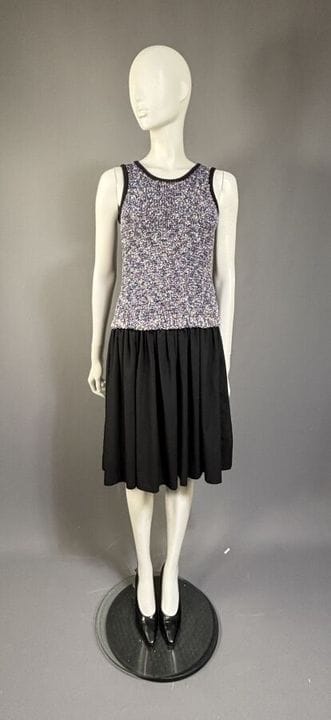 RODIER - Robe sans manche bi-matières chinée et co
