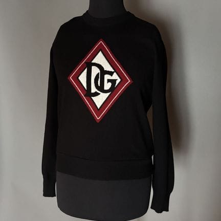 DOLCE &amp; GABBANA - Black cashmere sweater featu