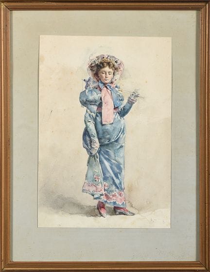 ESCUELA EUROPEA (S. XIX). "Retrato de dama". Acuar