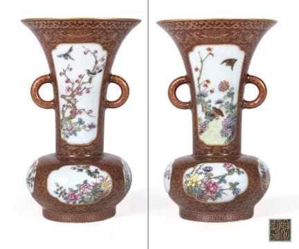 Vaso realizzato in porcellana della Familia Rosa c