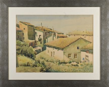SPANISH SCHOOL (20th century). "Roofs." Watercolor