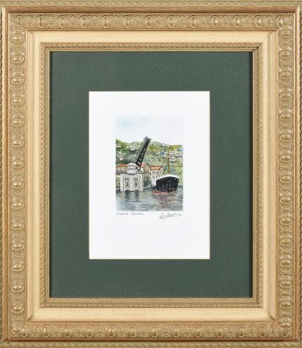 BASQUE SCHOOL (20th century). "Deusto Bridge." Mix