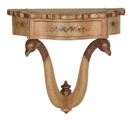 Console murale en bois ornée d'oiseaux. XXe siècle
