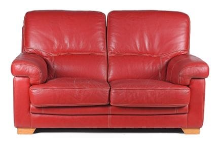 Two-seater armchair made of red leather. 1980s. 93