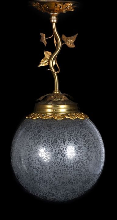 Ceiling lamp made of bronze and glass. Early 20th 