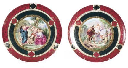 Set of two porcelain plates decorated with classic