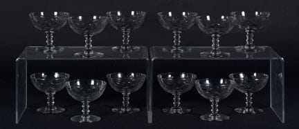 Set of twelve champagne glasses made of crystal. M