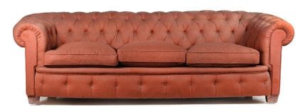 Chesterfield sofa upholstered in leather. Minor im