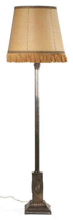 Floor lamp made of silver plated metal. Mid-20th c