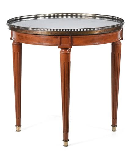 Small table made of wood with a marble top. Mid-20