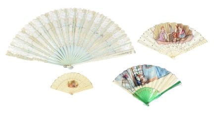 Set of four fans. Early 20th century. 35 cm