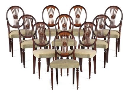Set consisting of ten upholstered chairs made of m