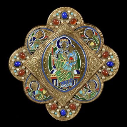 Reliquario in smalto raffigurante la Madonna con i