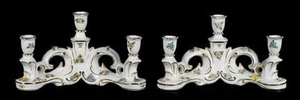 Pair of porcelain candlesticks decorated with flor