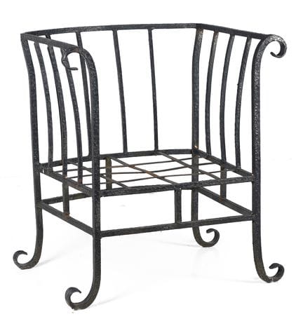 Wrought-iron garden chair. Mid-20th century. 75x70