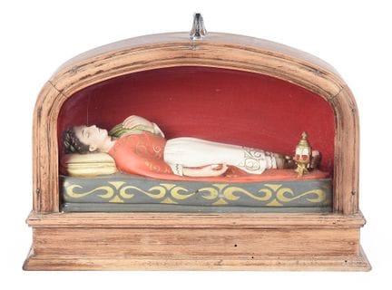 Urna itinerante con figura di martire cristiano, r