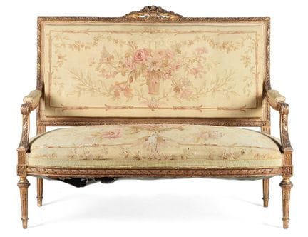 Sofa made of gilded wood and upholstered. Louis XV