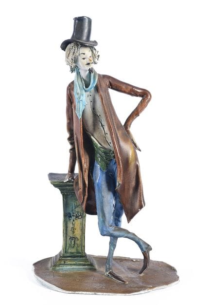 Scultura in ceramica smaltata policroma, realizzat