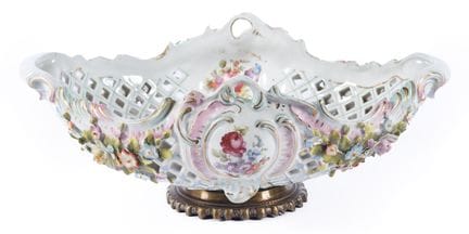 Fruit bowl made of bronze and stamped porcelain, d