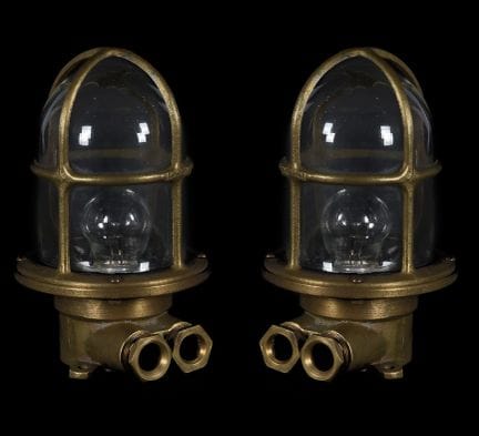 Pair of ship's lanterns made of bronze. Mid-20th c