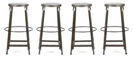 Lot de 4 tabourets en acier, XXe siècle. 79 x 43 c