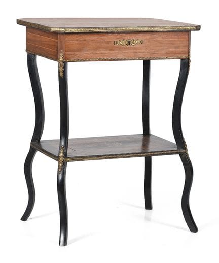 Sewing box made of walnut wood with marquetry and 
