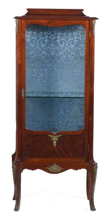 Display cabinet made of mahogany with bronze accen