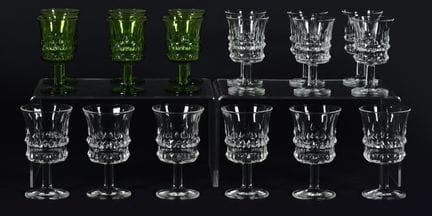 Set of 18 glasses made of cut glass. Mid-20th cent