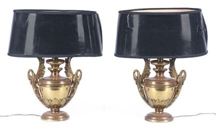 Pair of metal table lamps. Mid-20th century. 34x30
