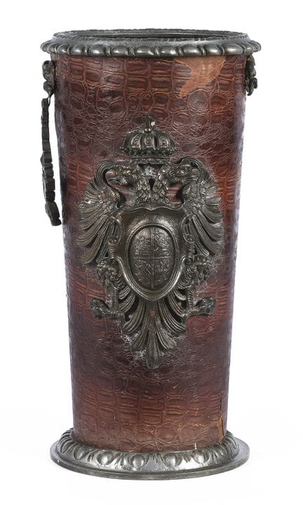 Porte-parapluies en bois de châtaignier et métal, 