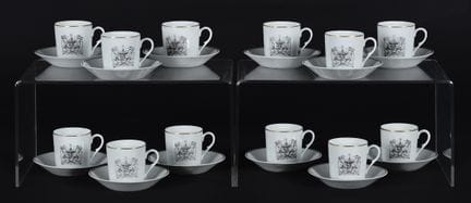 Set consisting of twelve cups and saucers made of 