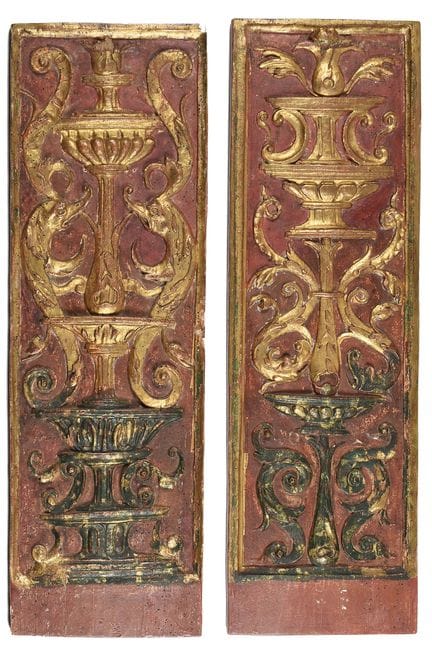 Paire de panneaux latéraux de retable d'église, en