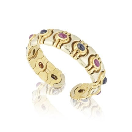 PULSERA DE BARRA CON ZAFIROS Y RUBÍES
Con motivos 