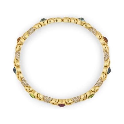 COLLAR TORQUE CON PIEDRAS DE COLOR Y DIAMANTES
De 