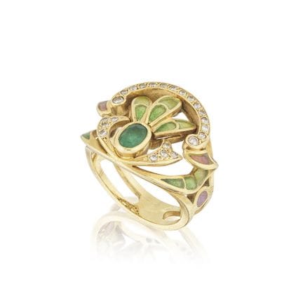 MASRIERA Y CARRERAS: ANILLO DE ESMERALDA, DIAMANTE