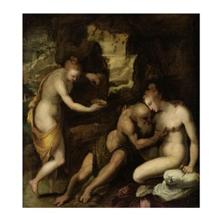 Scuola fiamminga, XVII secolo. Loth e le sue figli