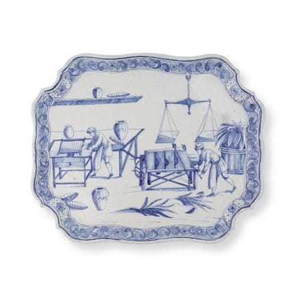 Vassoio in maiolica di Delft, 1770-80 circa. Un va