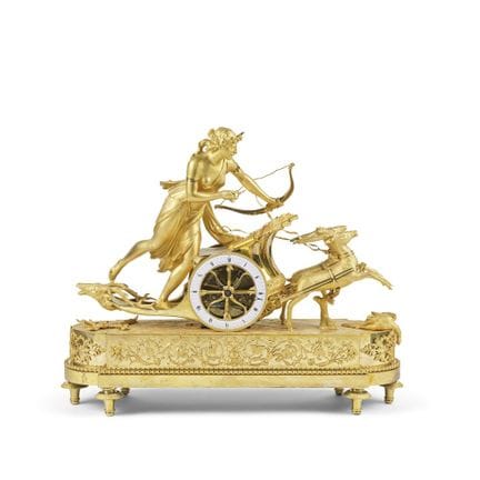 Orologio in bronzo dorato raffigurante il “Carro d