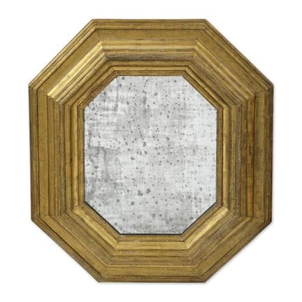 Specchio ottagonale in legno dorato del XVIII seco