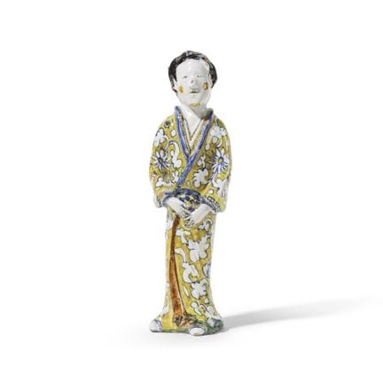 Rara statuetta in maiolica di Delft raffigurante u