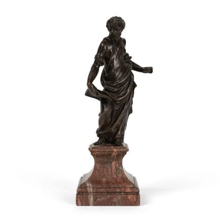 Figura in bronzo raffigurante un santo, della cerc
