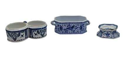 ROUEN  (maiolica) Zuppiera con decorazione in tona